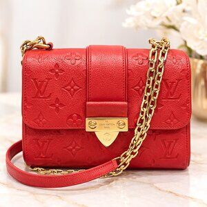 Authentic Louis Vuitton Saint Sulpice BB Red Monogram Empreinte Chain Bag